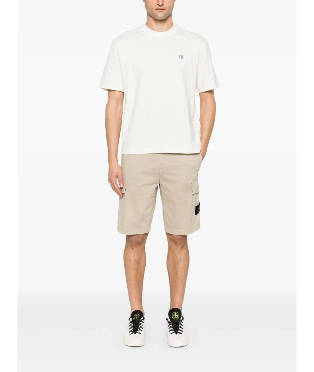 STONE ISLAND Бежевая хлопковая футболка, фото 3