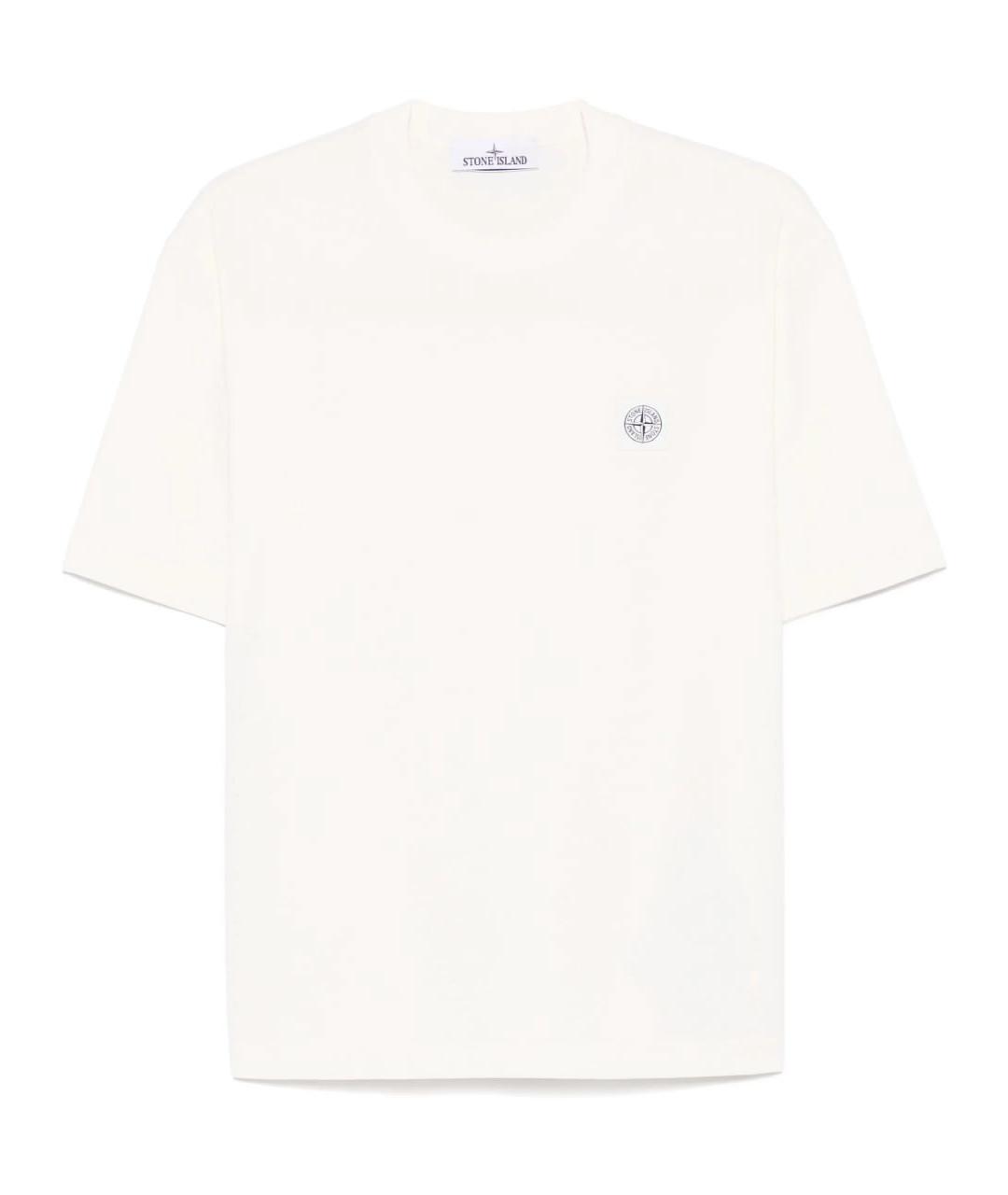 STONE ISLAND Бежевая хлопковая футболка, фото 8