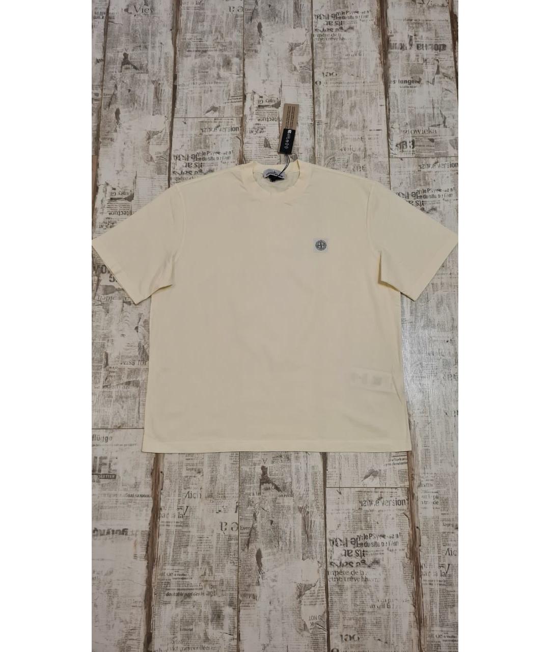 STONE ISLAND Бежевая хлопковая футболка, фото 4