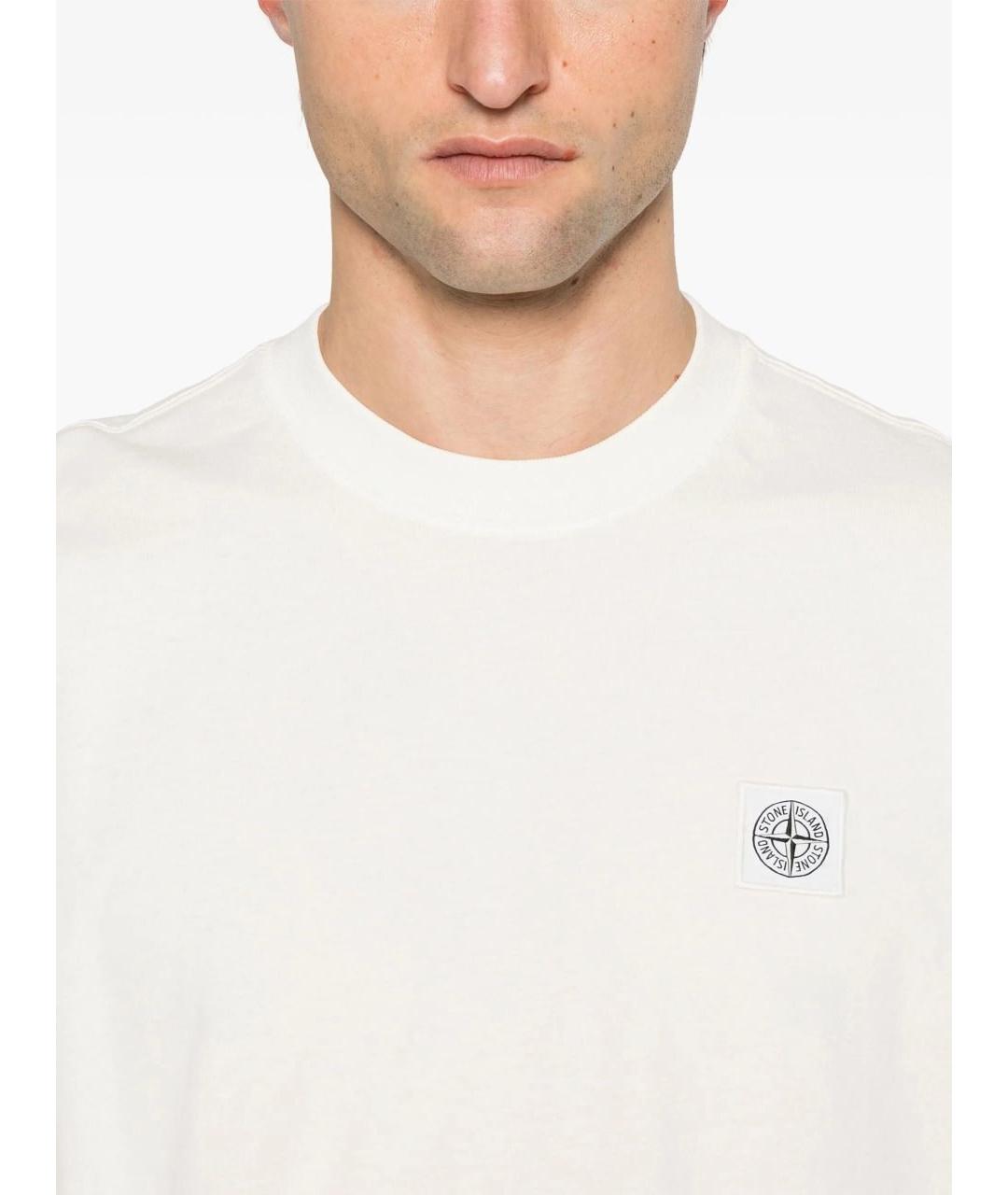 STONE ISLAND Бежевая хлопковая футболка, фото 2