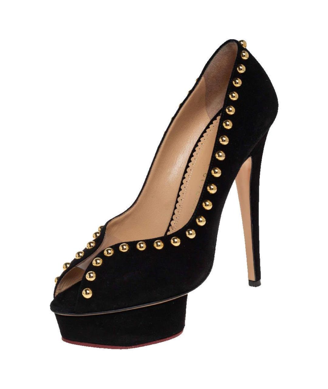 CHARLOTTE OLYMPIA Черные замшевые туфли, фото 9