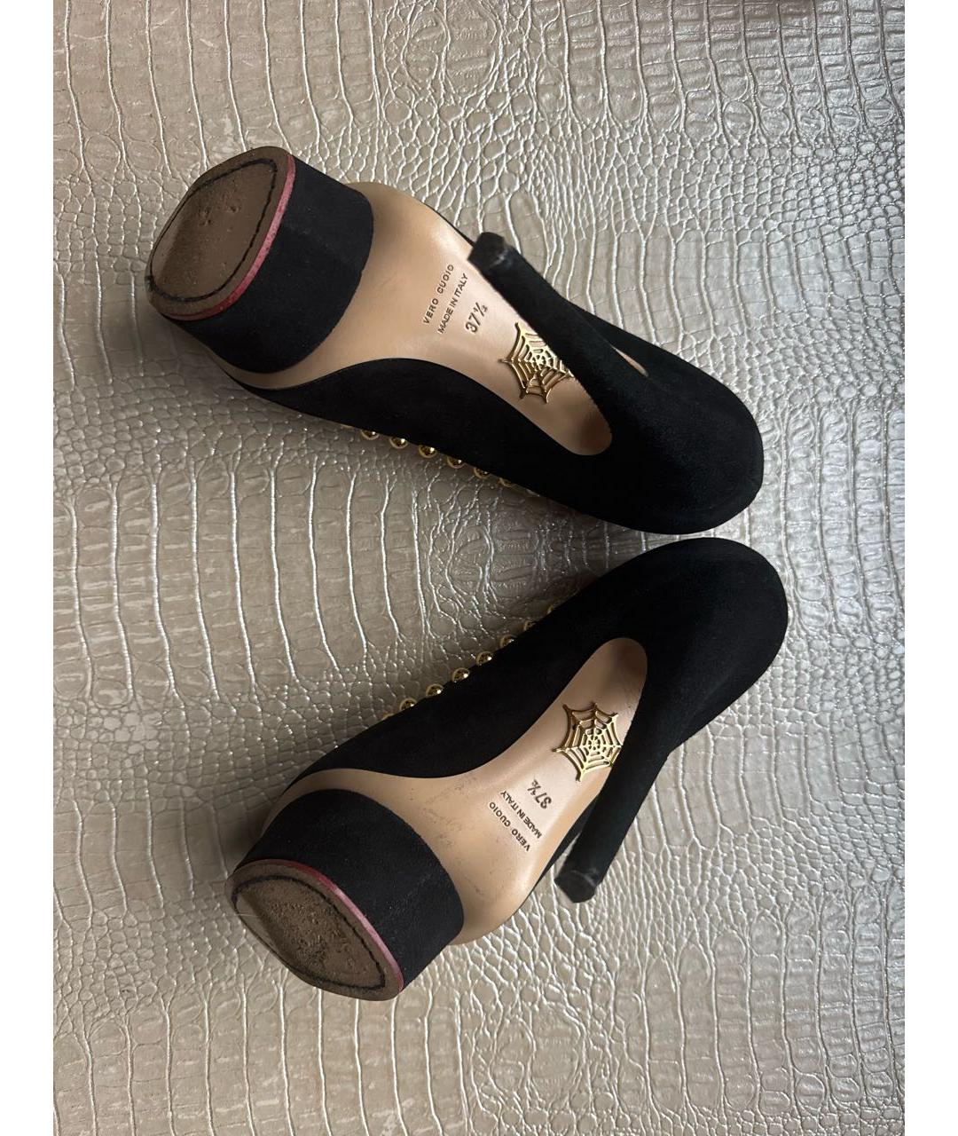 CHARLOTTE OLYMPIA Черные замшевые туфли, фото 4