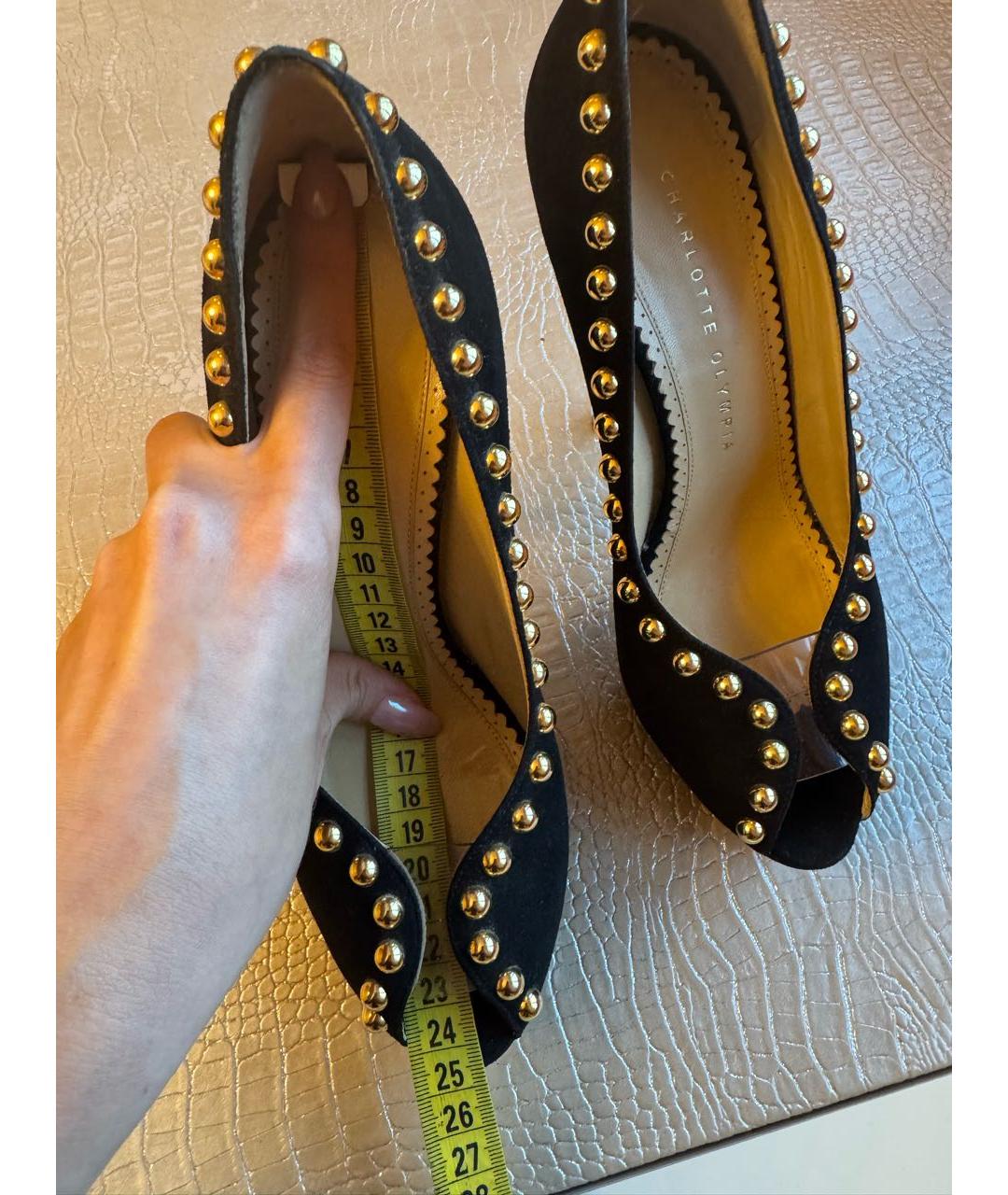 CHARLOTTE OLYMPIA Черные замшевые туфли, фото 8