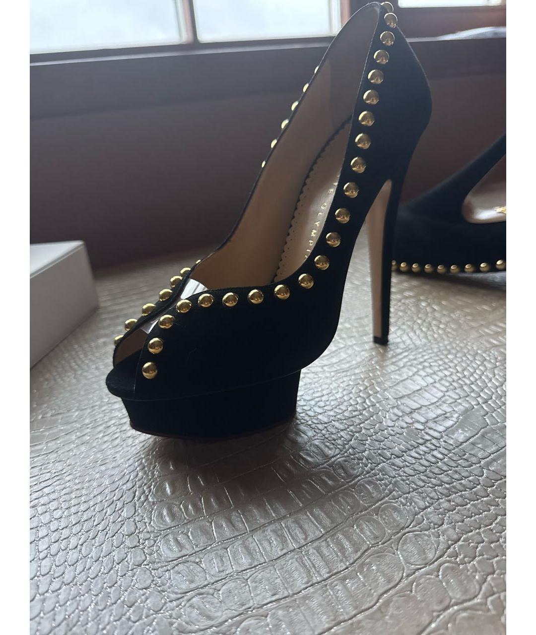 CHARLOTTE OLYMPIA Черные замшевые туфли, фото 7