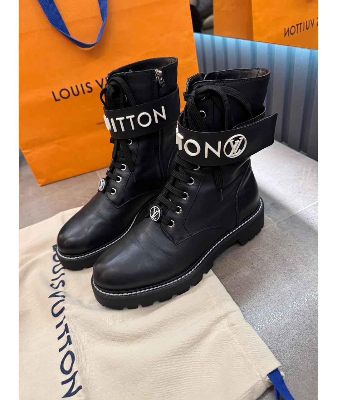 LOUIS VUITTON Черные кожаные ботинки, фото 9