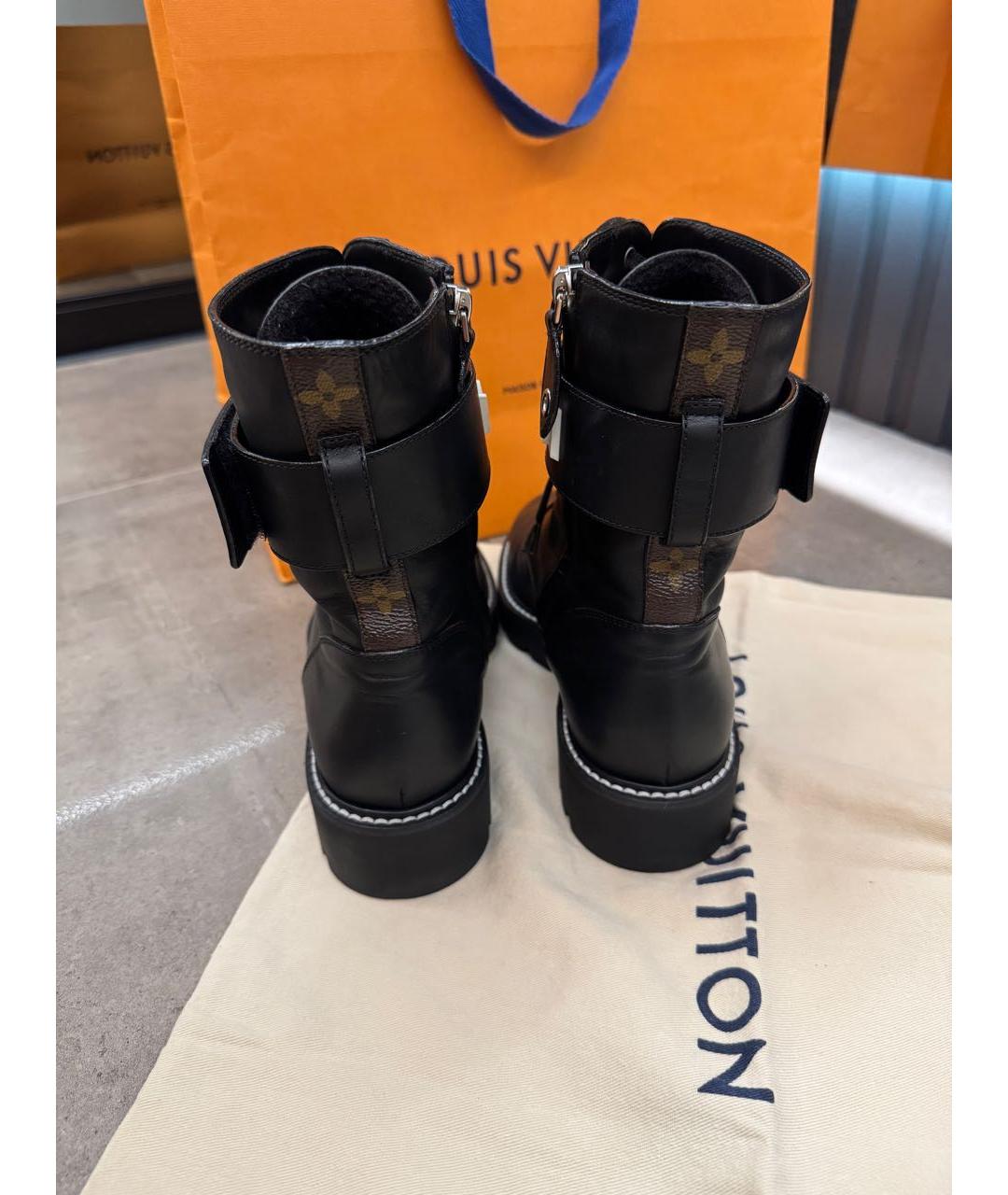 LOUIS VUITTON Черные кожаные ботинки, фото 4