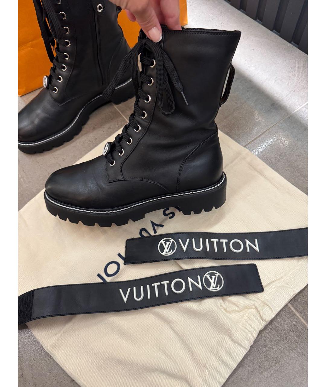 LOUIS VUITTON Черные кожаные ботинки, фото 5