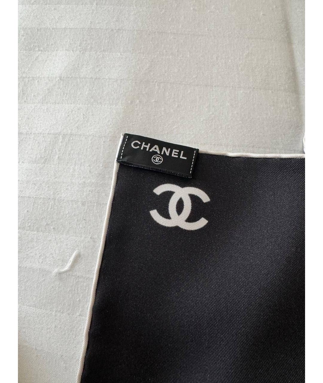CHANEL Черный шелковый платок, фото 3