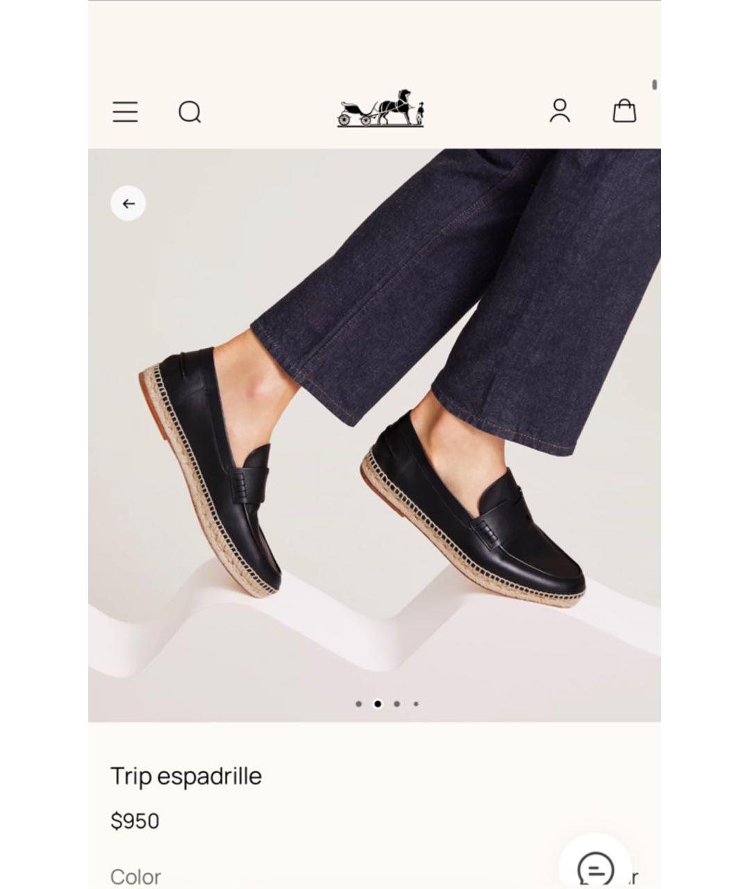 HERMES Черные кожаные эспадрильи, фото 4