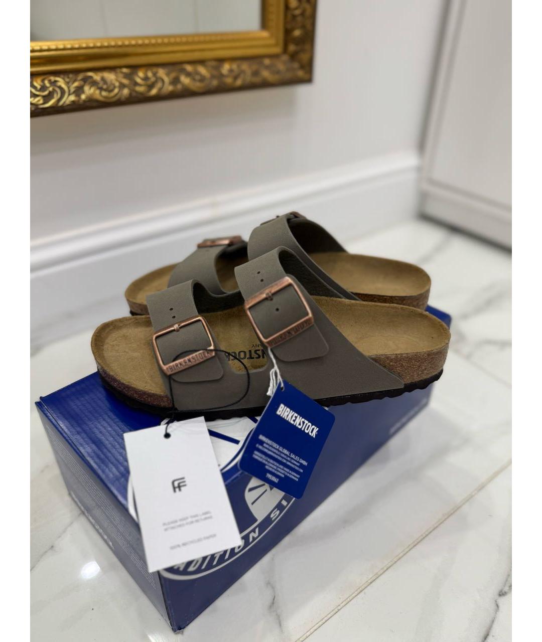 BIRKENSTOCK Коричневые кожаные сандалии, фото 2
