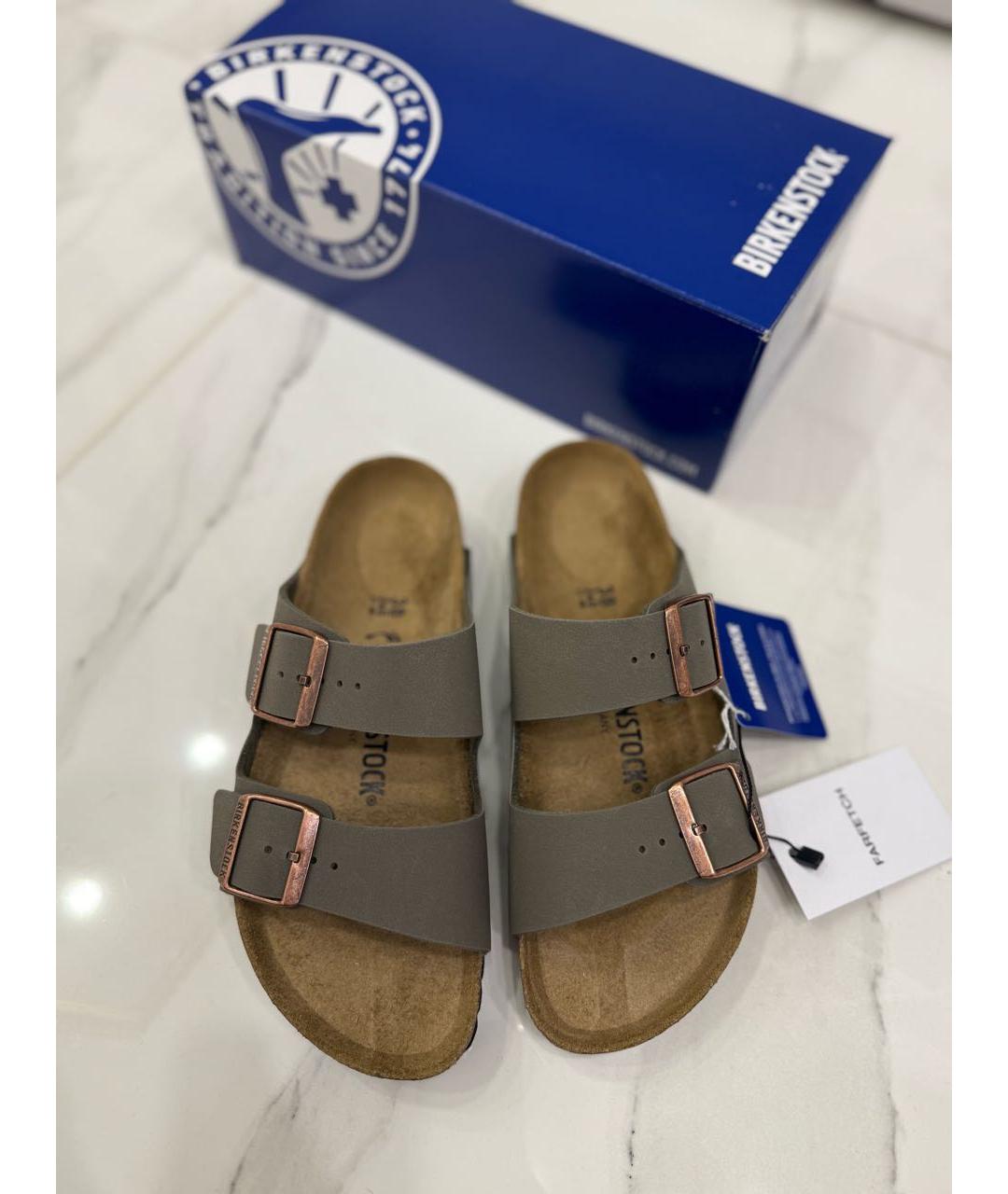 BIRKENSTOCK Коричневые кожаные сандалии, фото 4