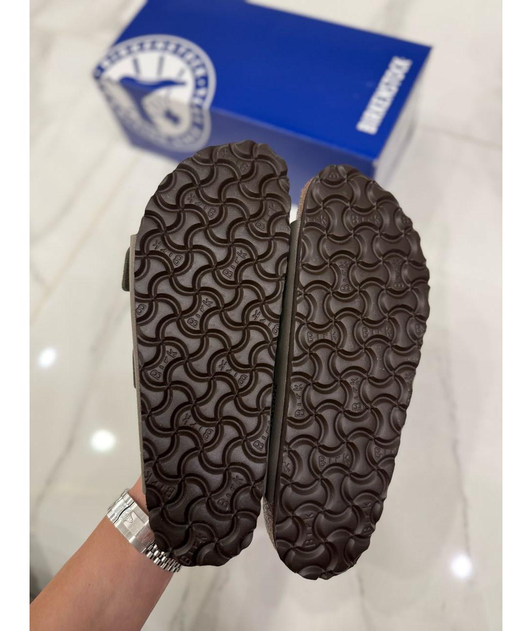 BIRKENSTOCK Коричневые кожаные сандалии, фото 5