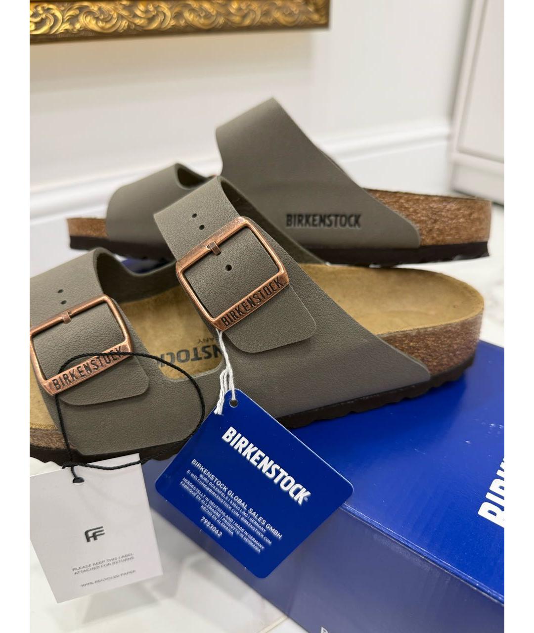BIRKENSTOCK Коричневые кожаные сандалии, фото 3