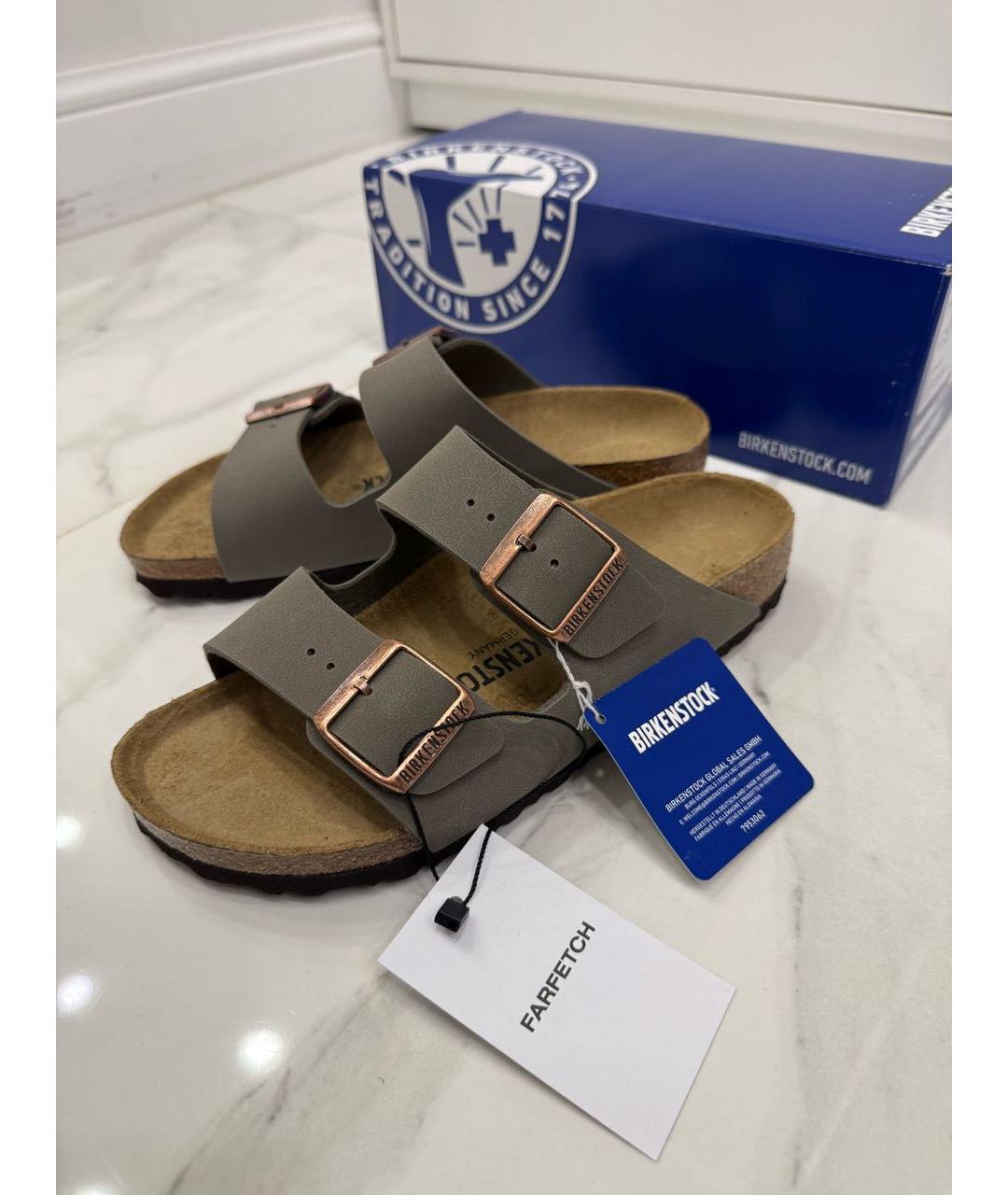 BIRKENSTOCK Коричневые кожаные сандалии, фото 7