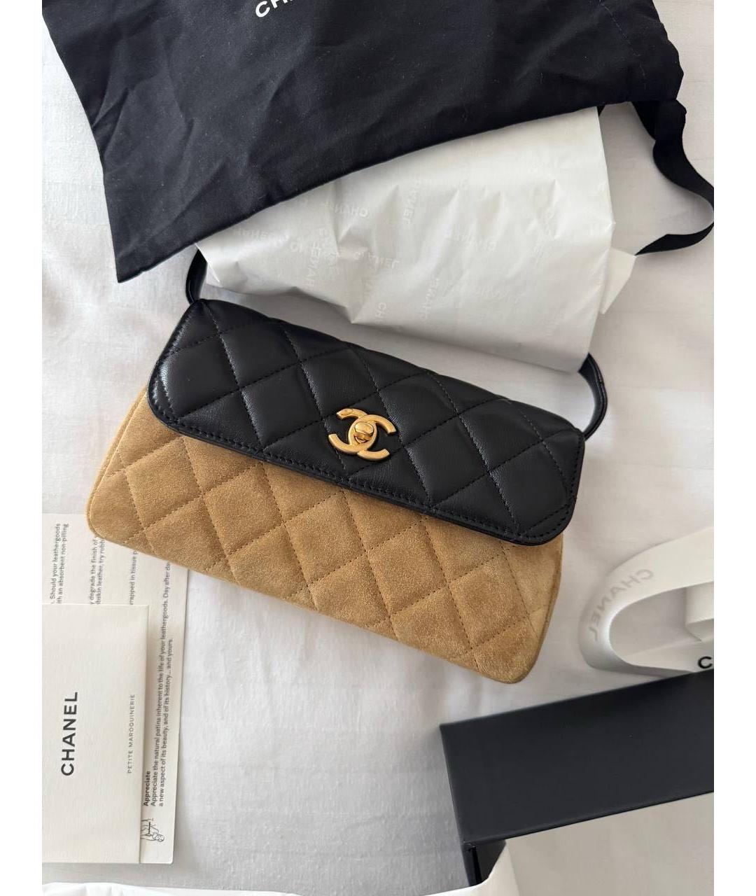 CHANEL Бежевая замшевая сумка через плечо, фото 3