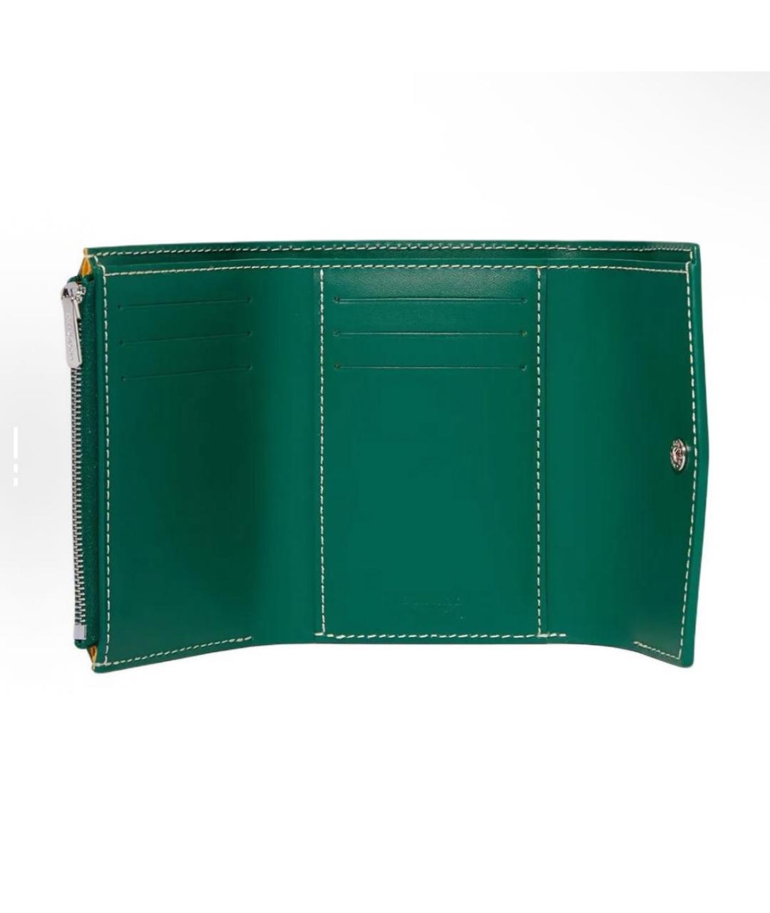 GOYARD Зеленый кожаный кошелек, фото 3