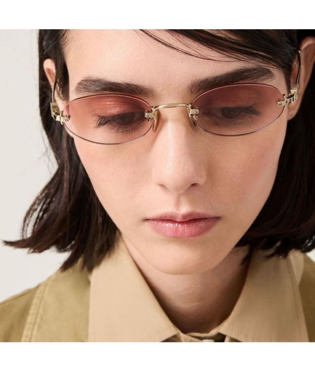 MIU MIU Розовые металлические солнцезащитные очки, фото 2