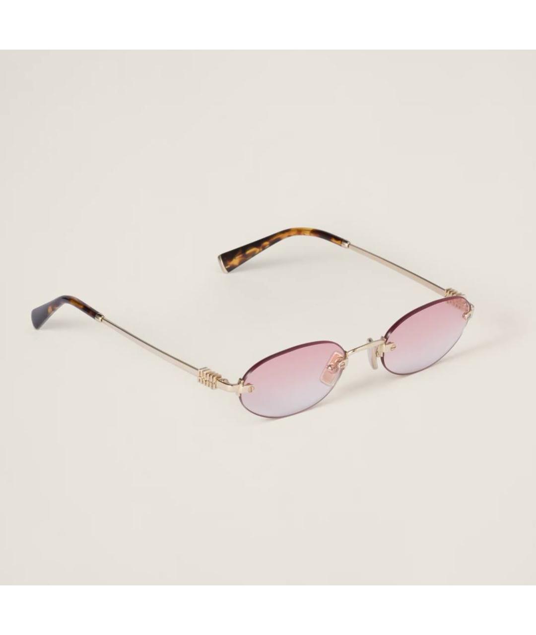 MIU MIU Розовые металлические солнцезащитные очки, фото 5