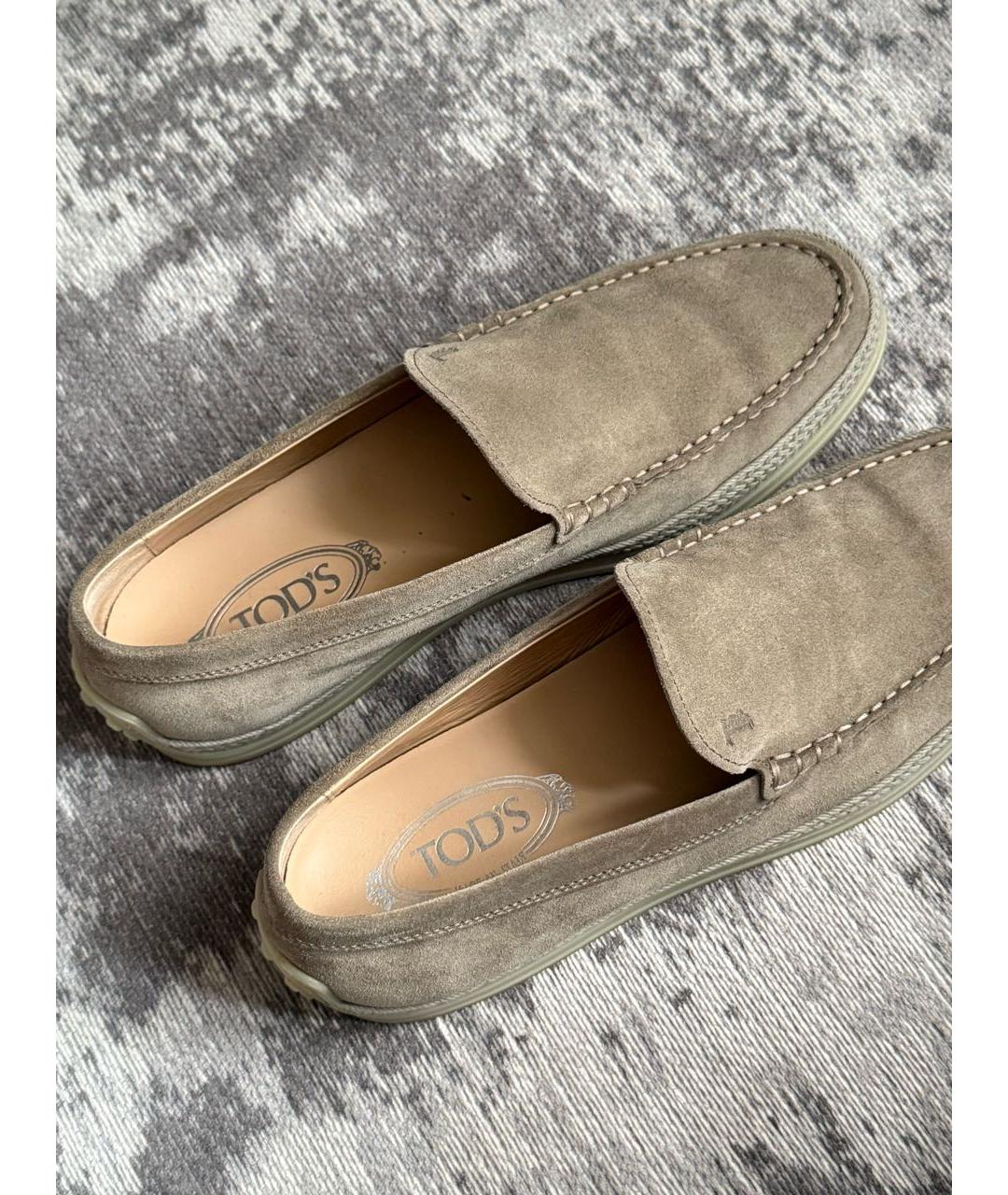 TOD'S Бежевые замшевые лоферы, фото 3