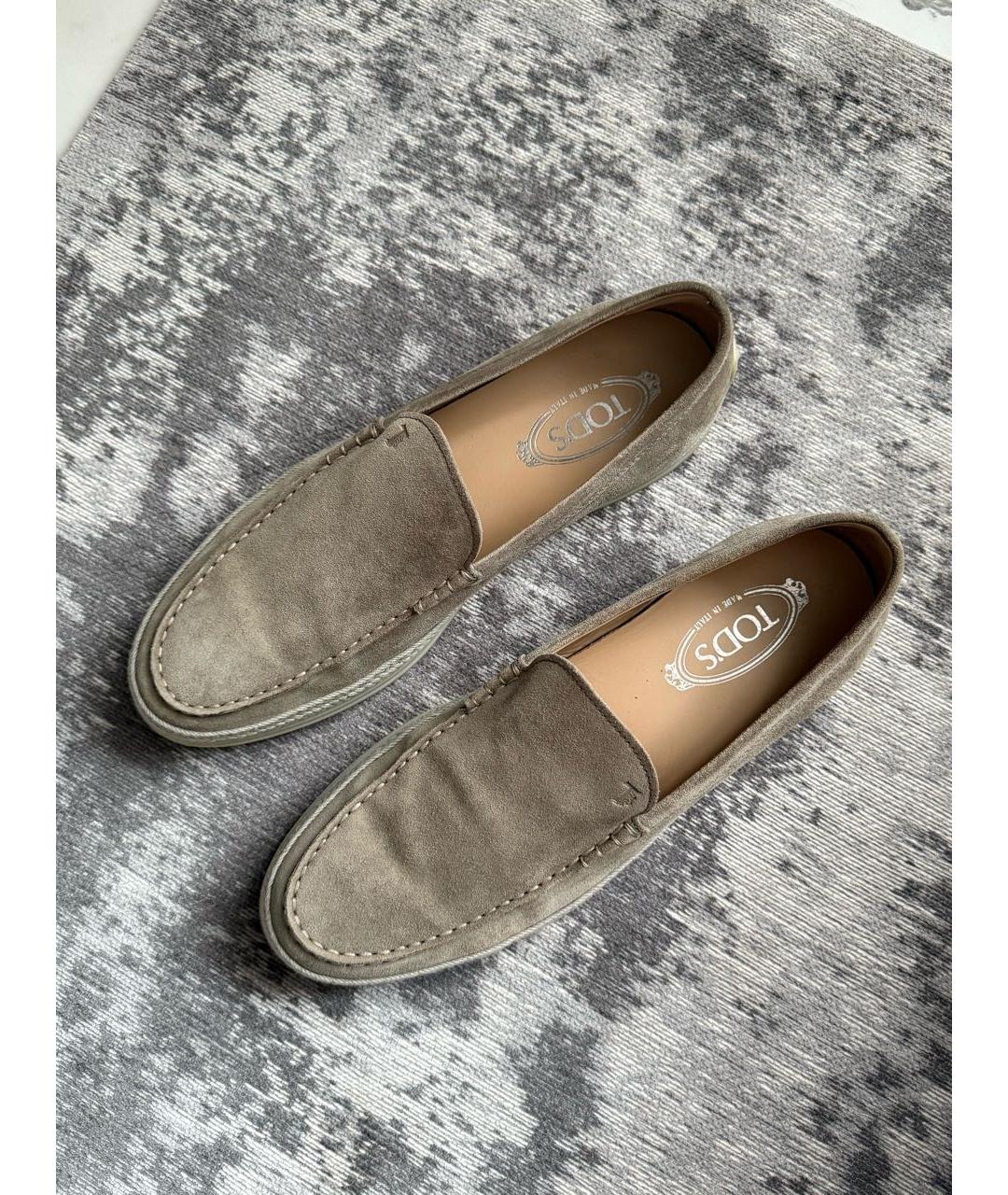TOD'S Бежевые замшевые лоферы, фото 2