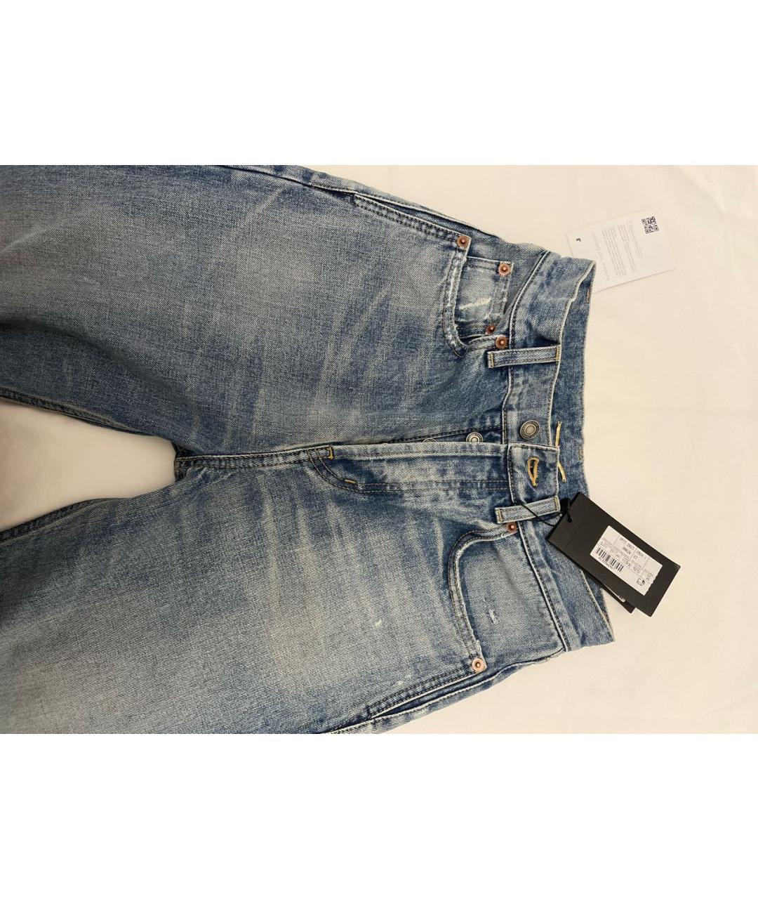SAINT LAURENT Синие хлопковые прямые джинсы, фото 4