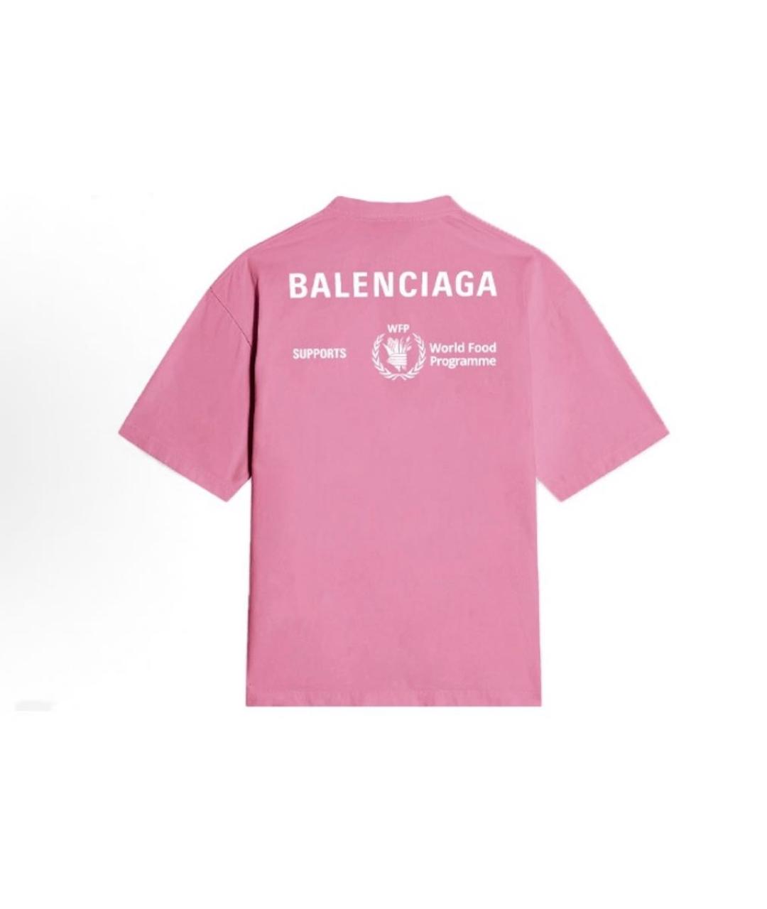 BALENCIAGA Розовая хлопковая футболка, фото 2