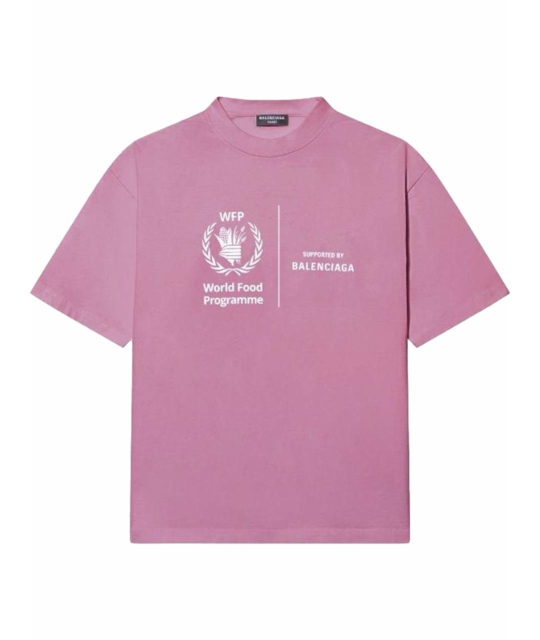 BALENCIAGA Розовая хлопковая футболка, фото 1