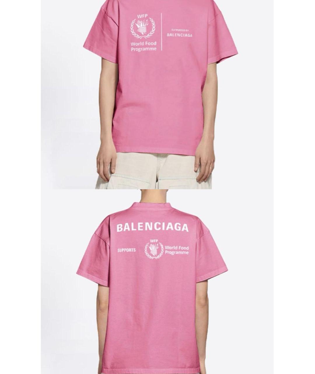 BALENCIAGA Розовая хлопковая футболка, фото 3