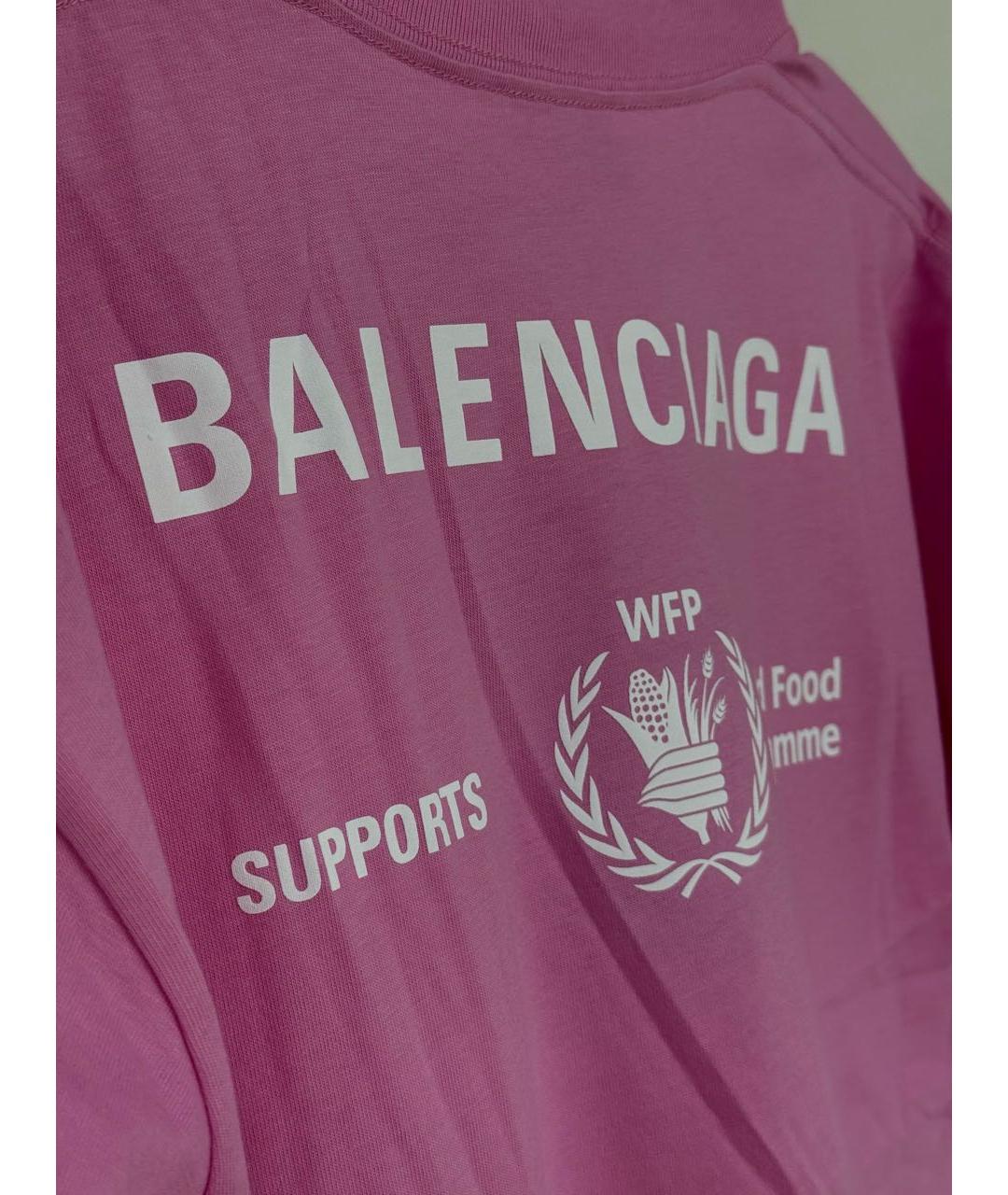 BALENCIAGA Розовая хлопковая футболка, фото 4