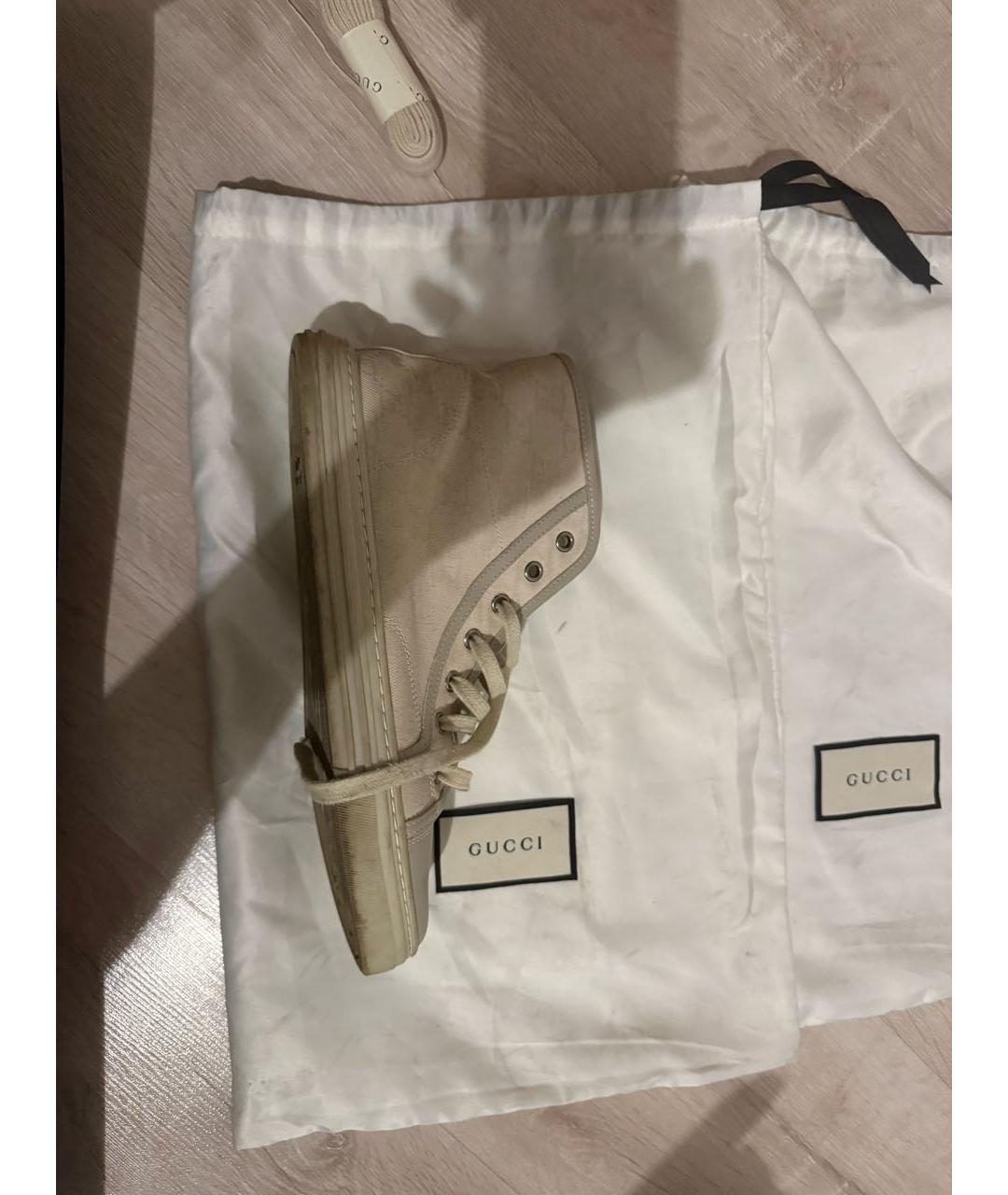 GUCCI Бежевые кожаные кеды, фото 5