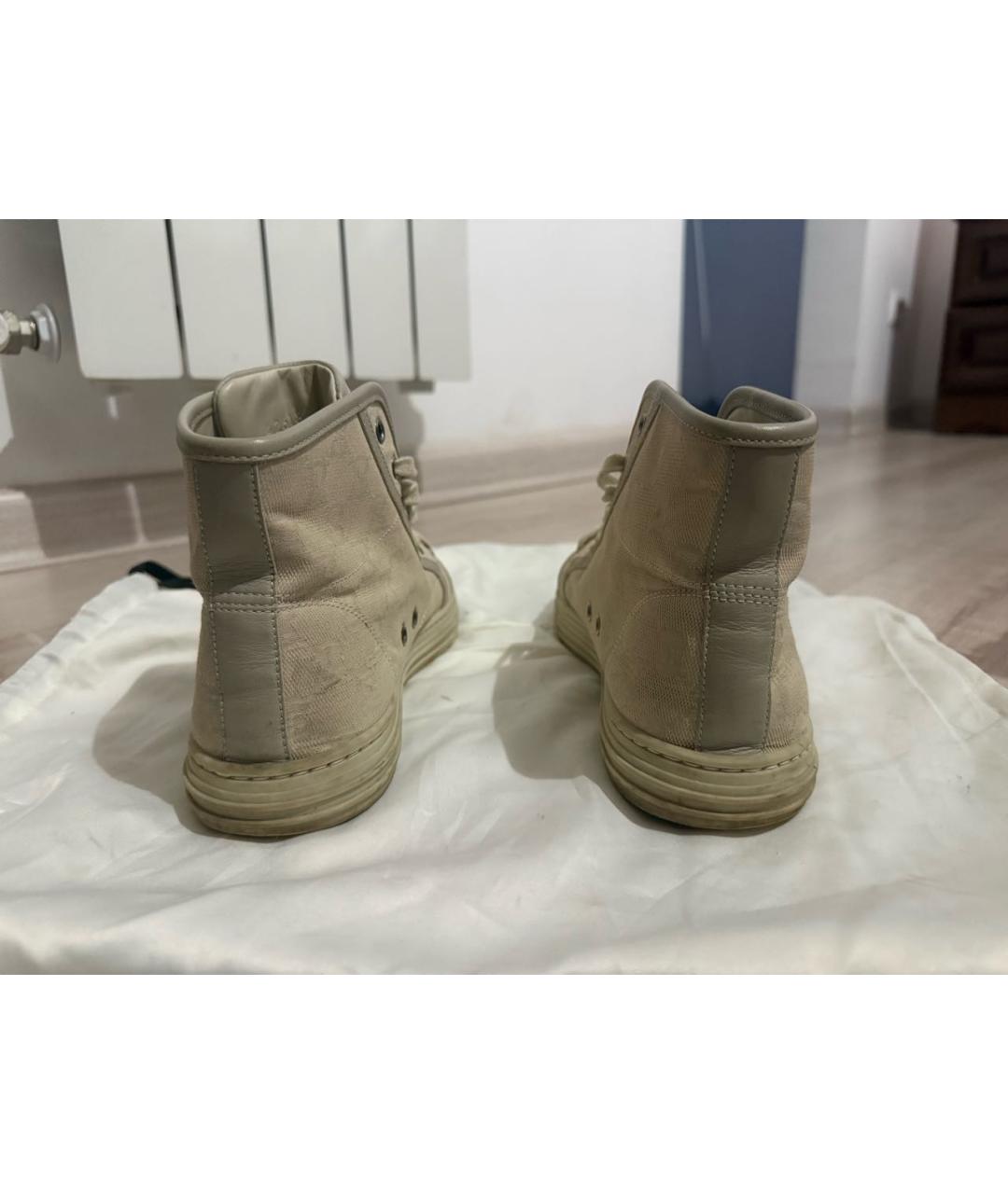 GUCCI Бежевые кожаные кеды, фото 4