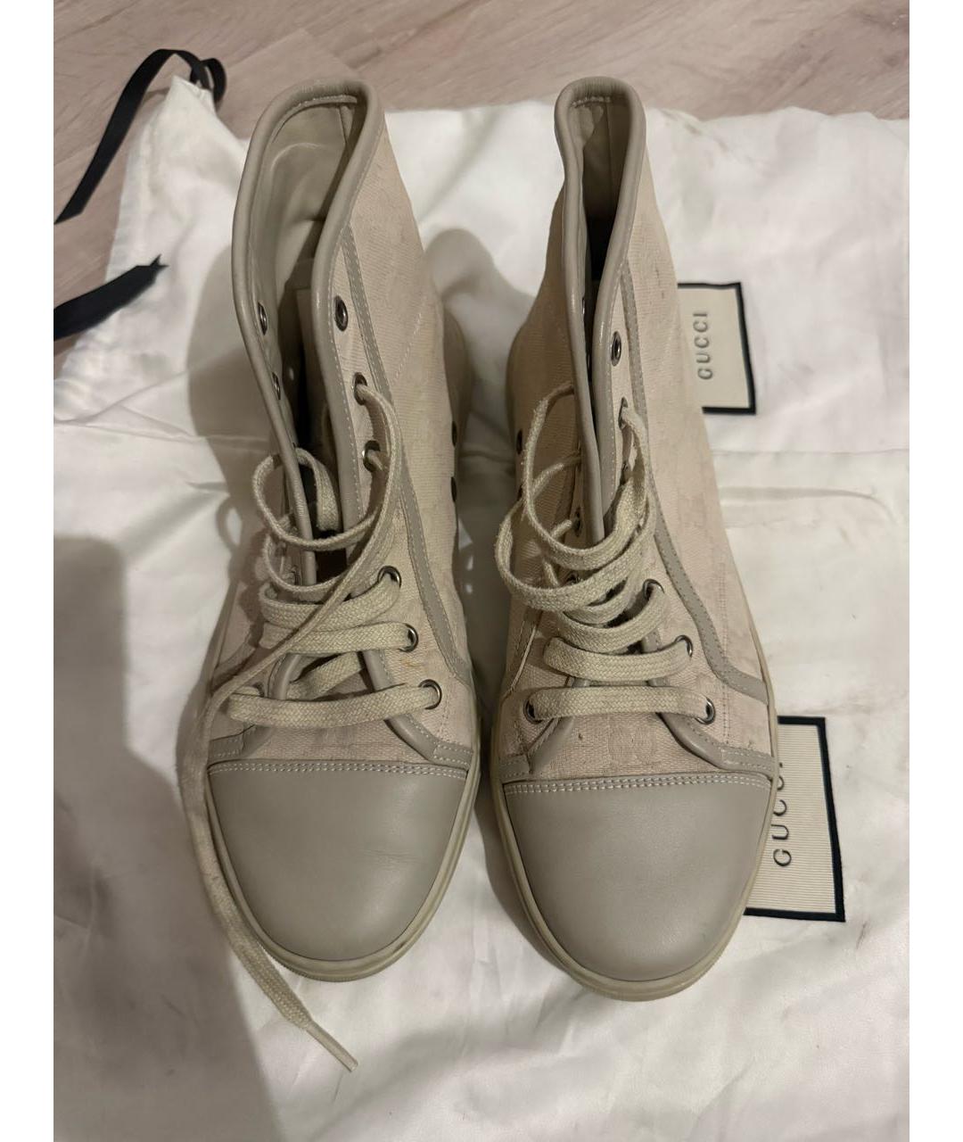 GUCCI Бежевые кожаные кеды, фото 2
