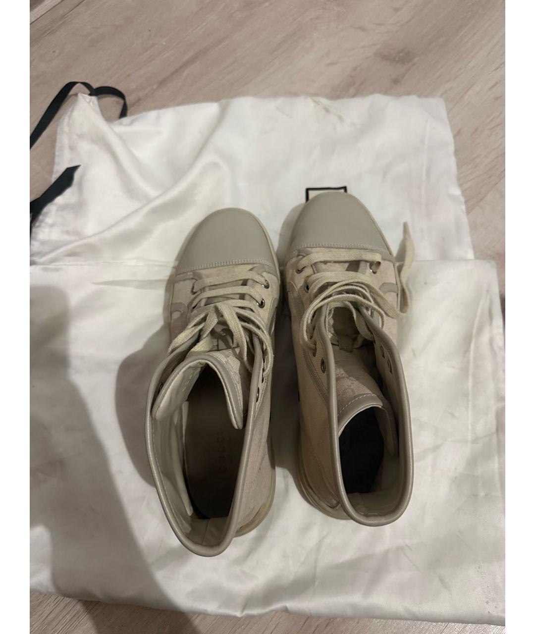 GUCCI Бежевые кожаные кеды, фото 3