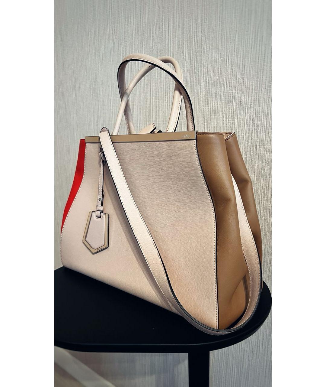 FENDI Бежевая кожаная сумка тоут, фото 2
