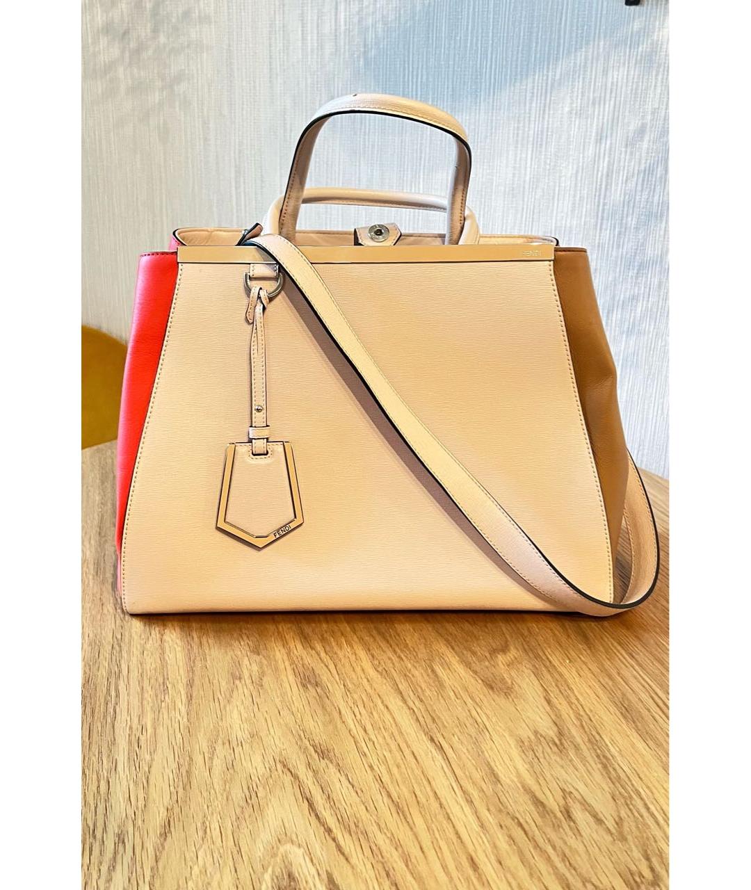 FENDI Бежевая кожаная сумка тоут, фото 8