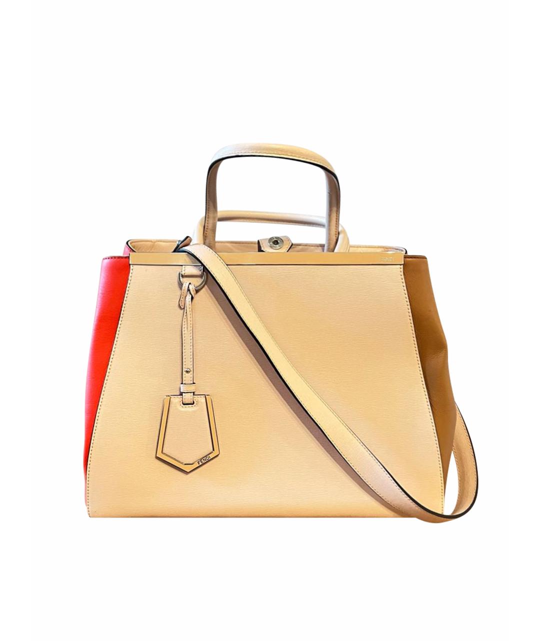 FENDI Бежевая кожаная сумка тоут, фото 1