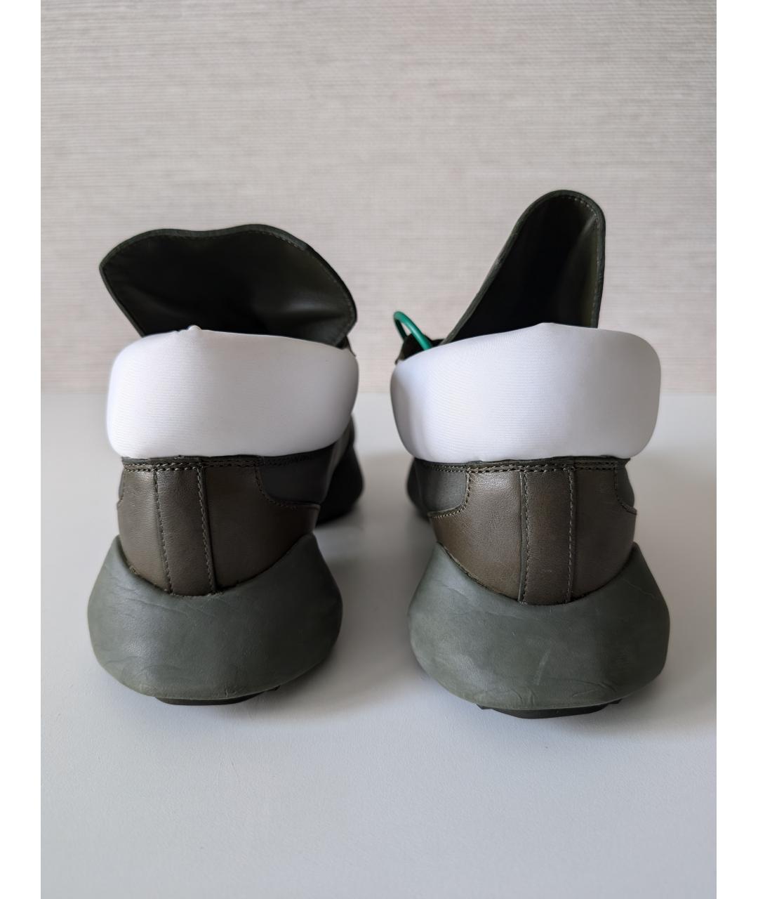 RICK OWENS Зеленые кожаные кроссовки, фото 3