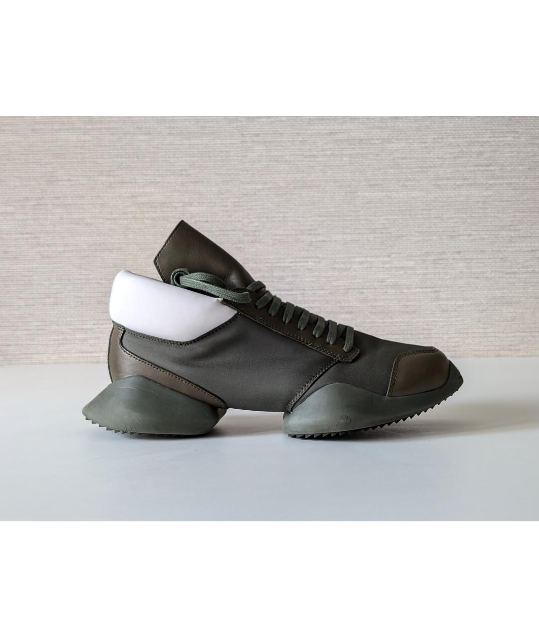 RICK OWENS Зеленые кожаные кроссовки, фото 9