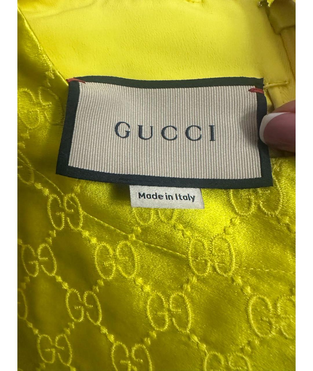 GUCCI Желтый шелковый костюм с юбками, фото 3