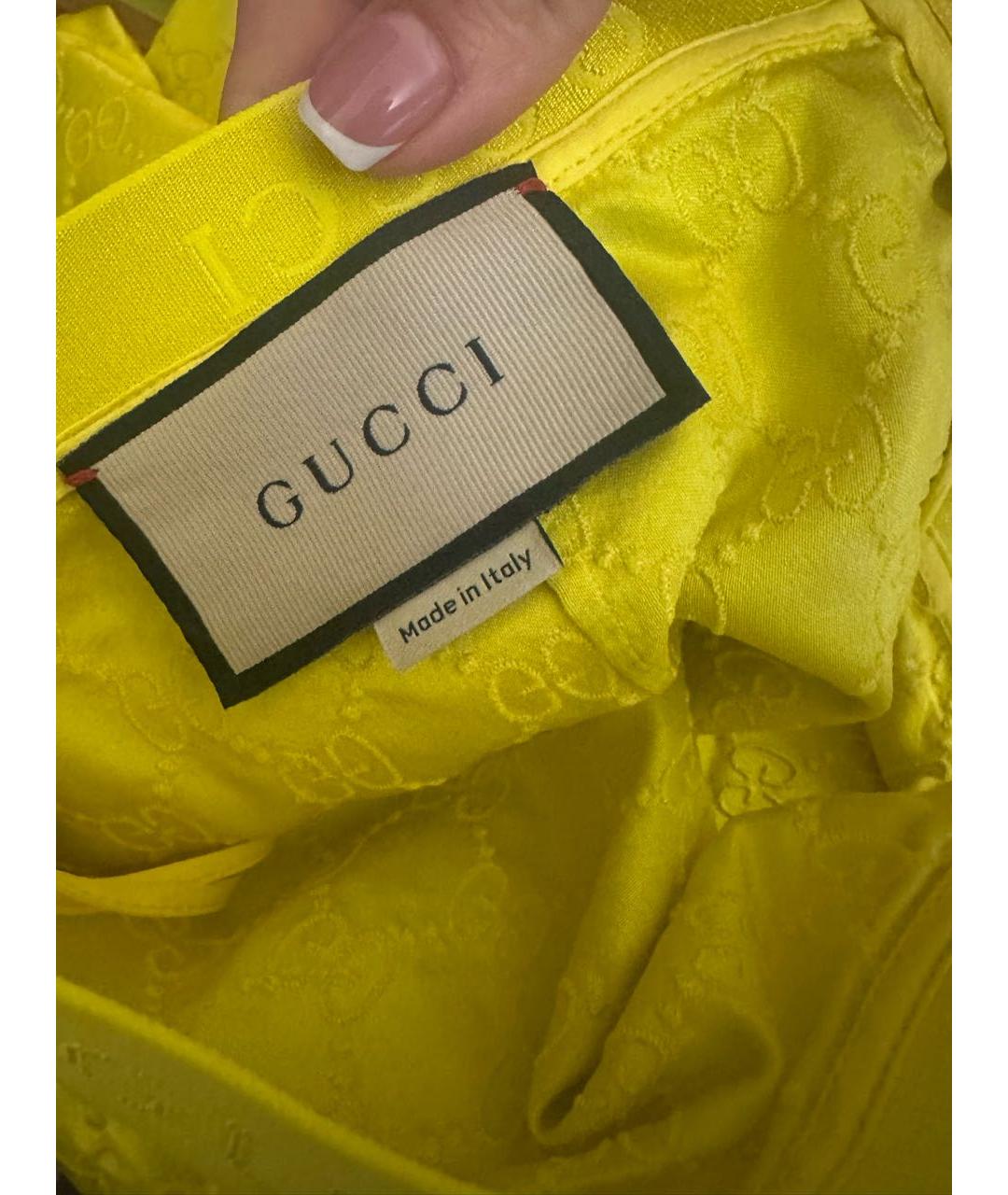 GUCCI Желтый шелковый костюм с юбками, фото 6