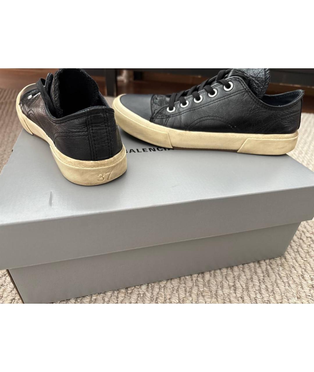 BALENCIAGA Черные кожаные кеды, фото 3