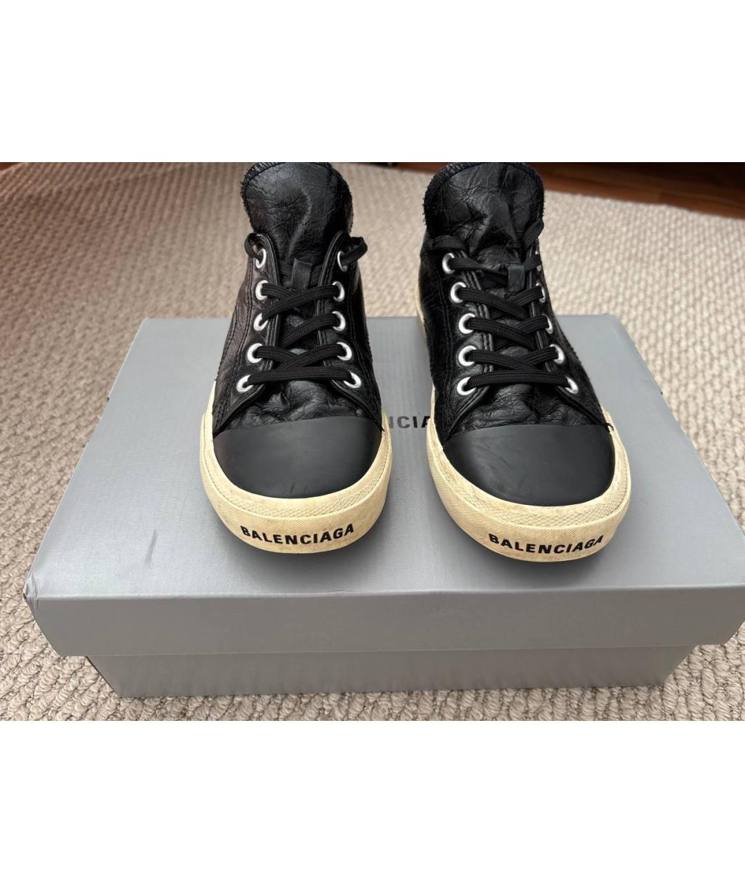 BALENCIAGA Черные кожаные кеды, фото 2