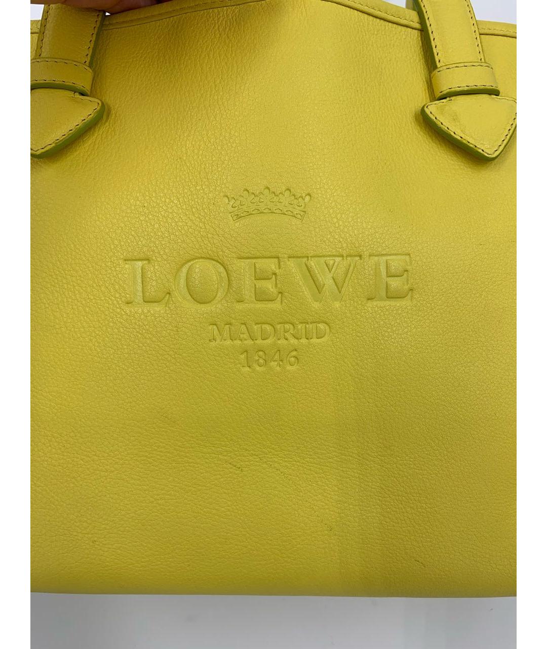 LOEWE Желтая кожаная сумка с короткими ручками, фото 8