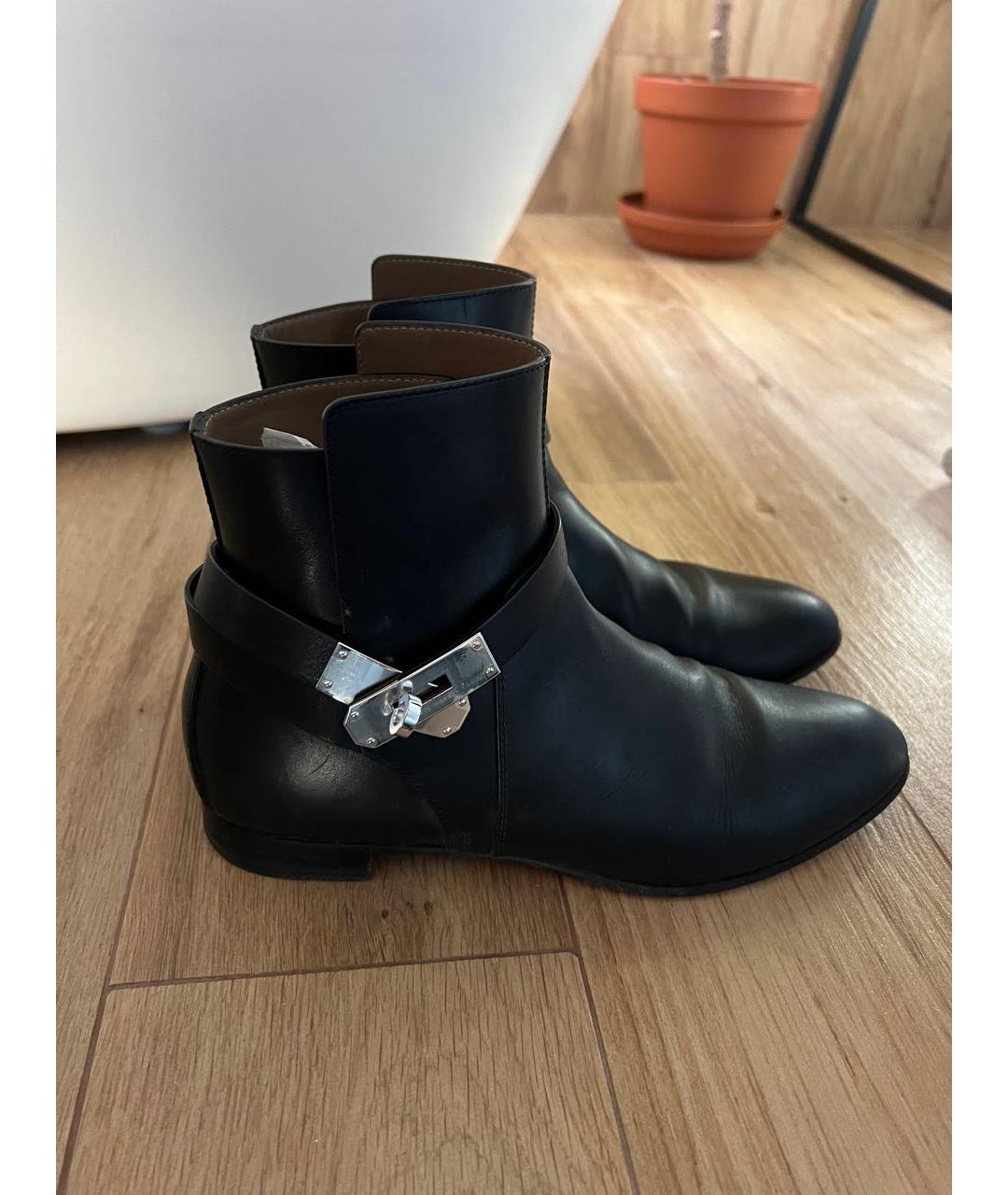 HERMES Черные кожаные полусапоги, фото 8