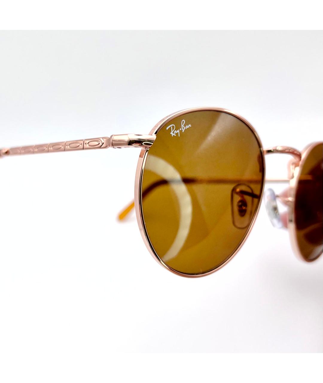 RAY BAN Коричневые металлические солнцезащитные очки, фото 3