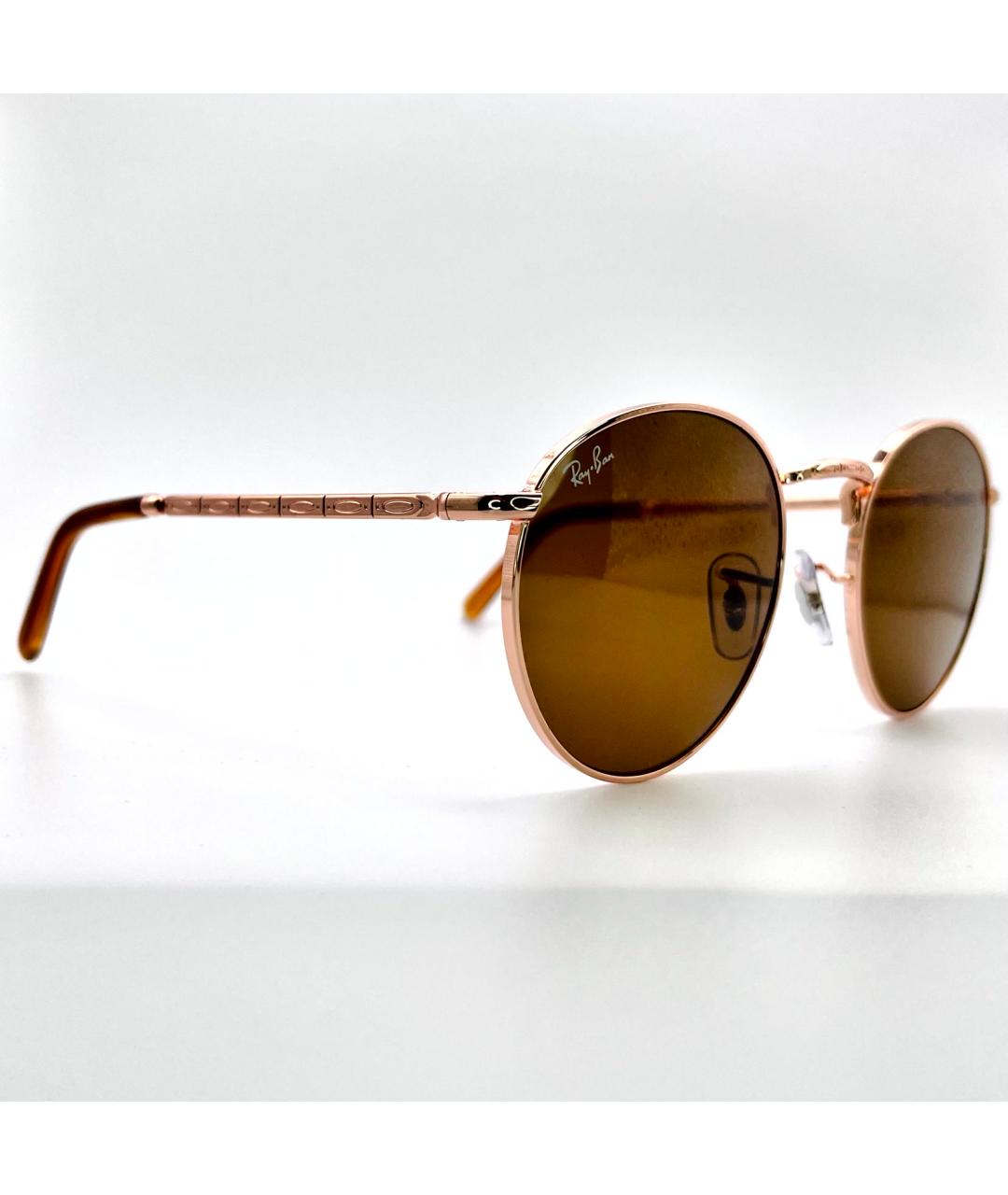 RAY BAN Коричневые металлические солнцезащитные очки, фото 2