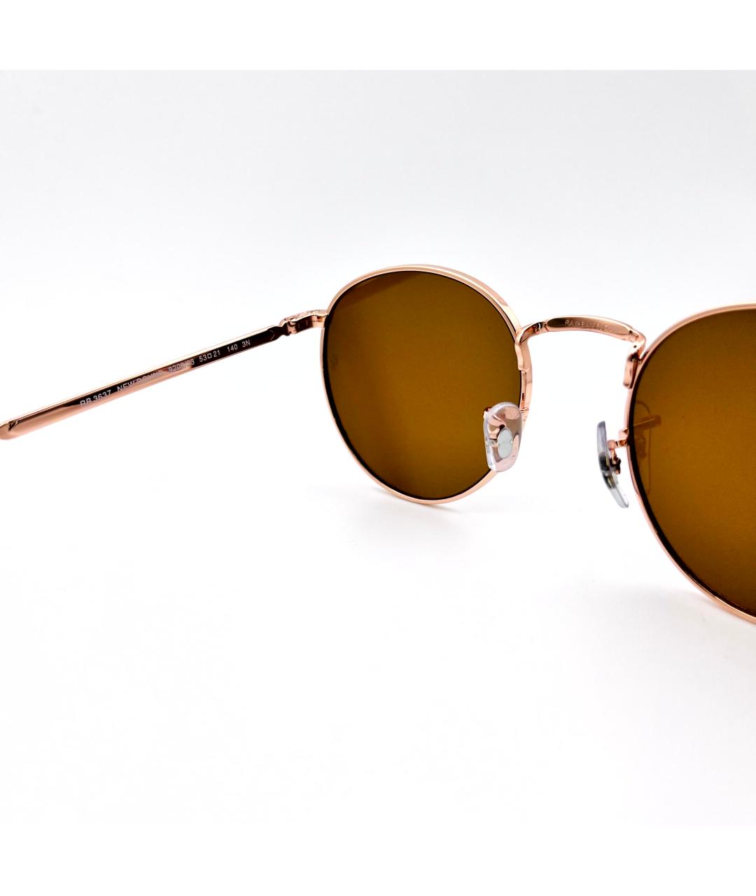 RAY BAN Коричневые металлические солнцезащитные очки, фото 6