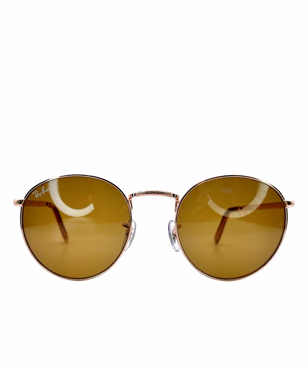RAY BAN Коричневые металлические солнцезащитные очки, фото 1