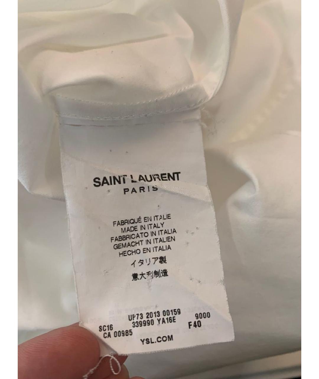 SAINT LAURENT Белая хлопковая рубашка, фото 4