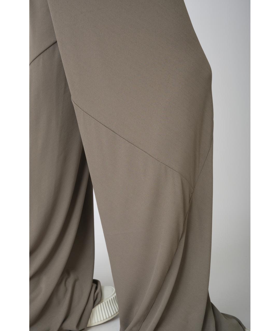 RICK OWENS Серые вискозные прямые брюки, фото 4